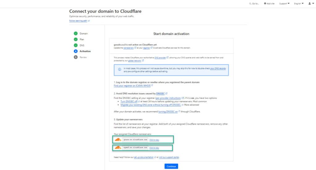 הגדרת cloudflare שלב 10